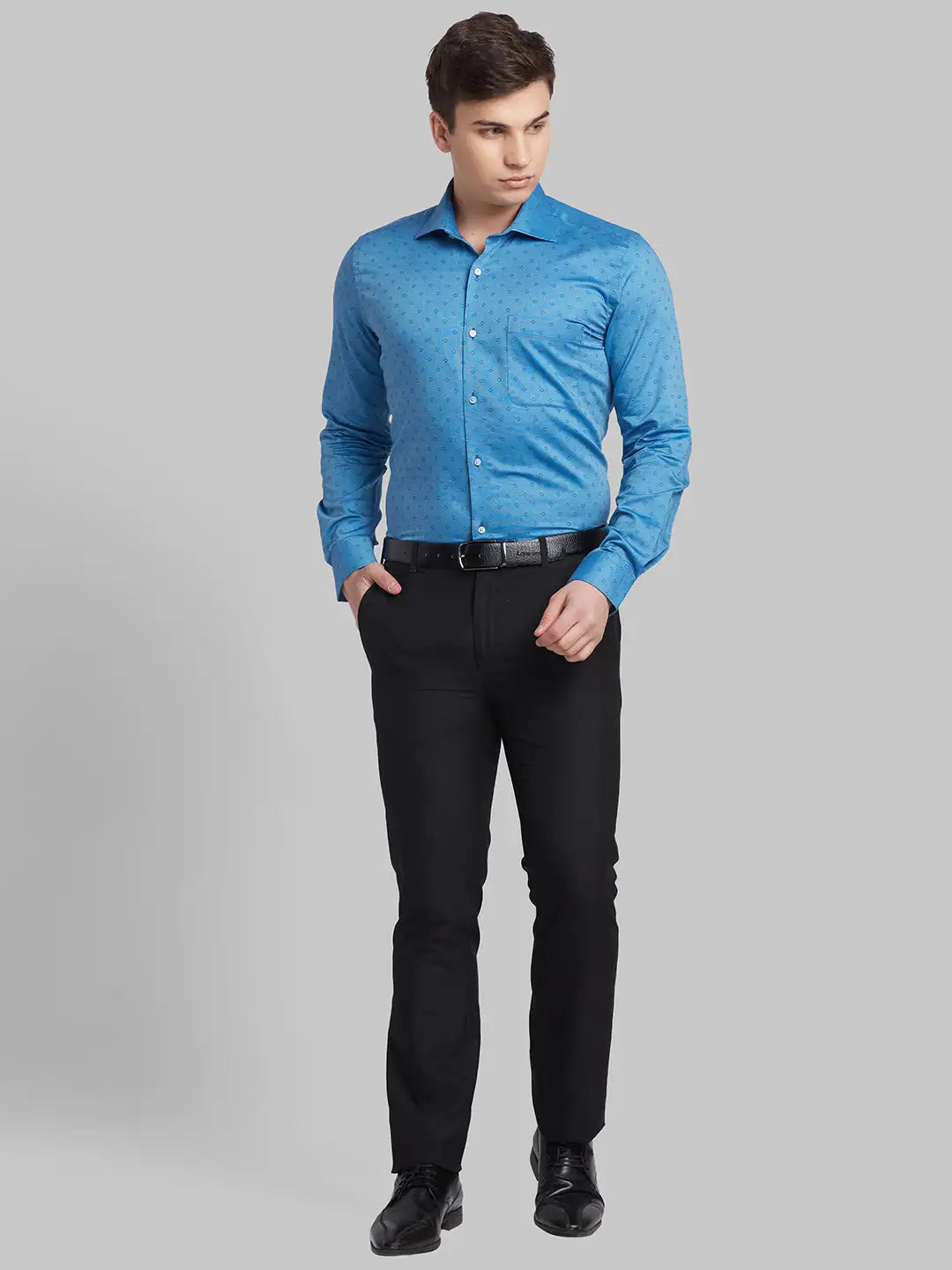 Men Violet Contemporary Fit Structure Cotton Shirts