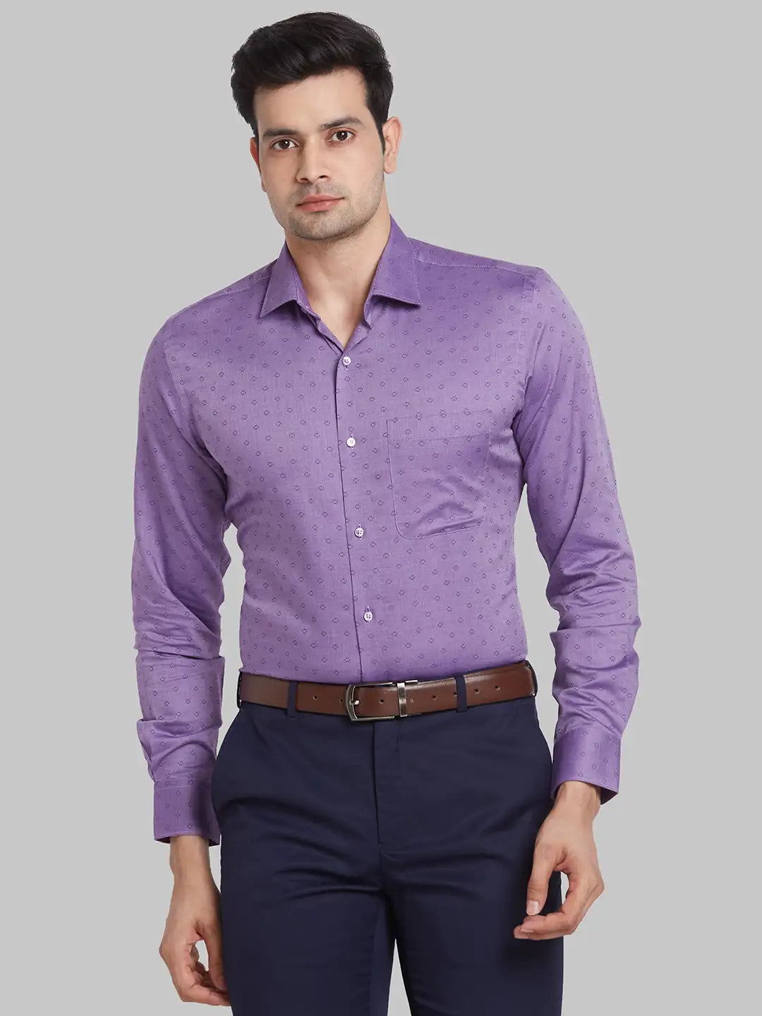 Men Yellow Contemporary Fit Structure Cotton Shirts