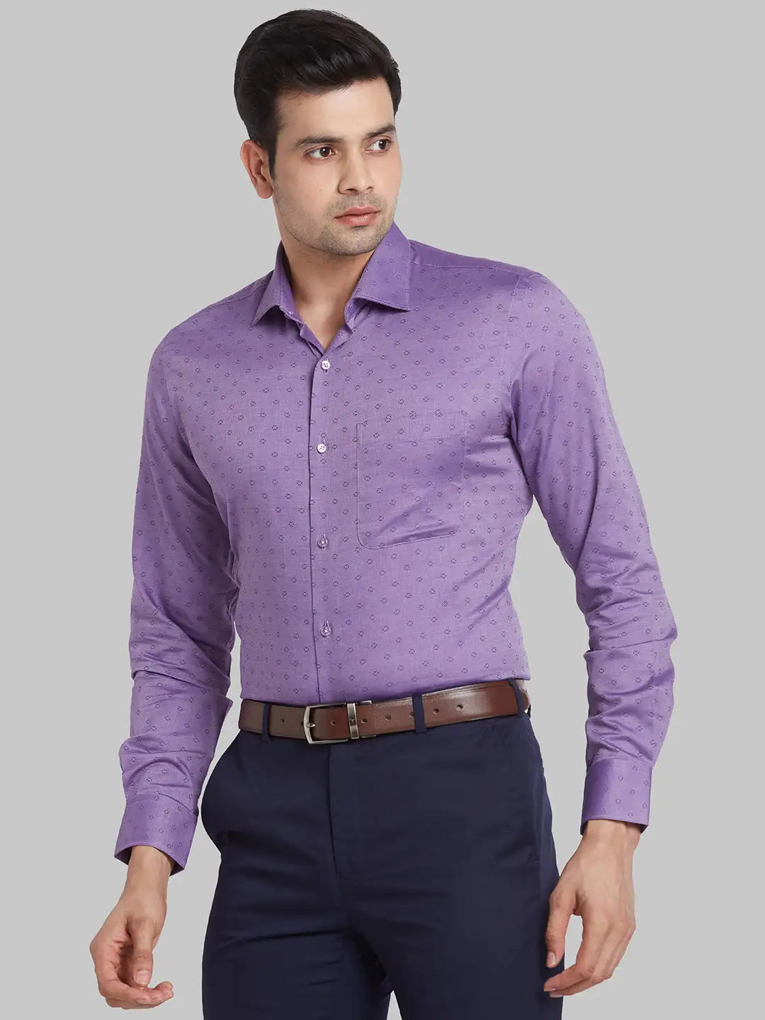 Men Yellow Contemporary Fit Structure Cotton Shirts