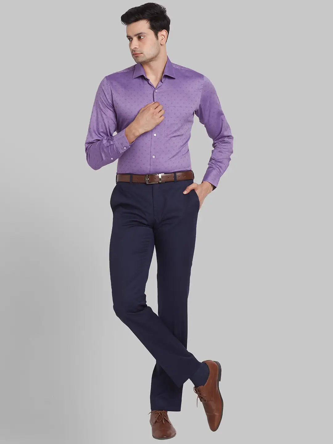 Men Yellow Contemporary Fit Structure Cotton Shirts