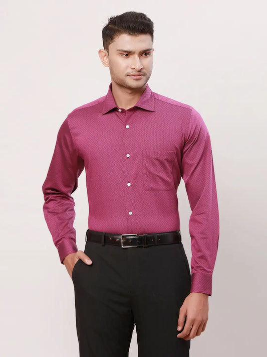 Raymond Men Grey Stripe Contemporary Fit Cotton Cutaway Collar Shirt