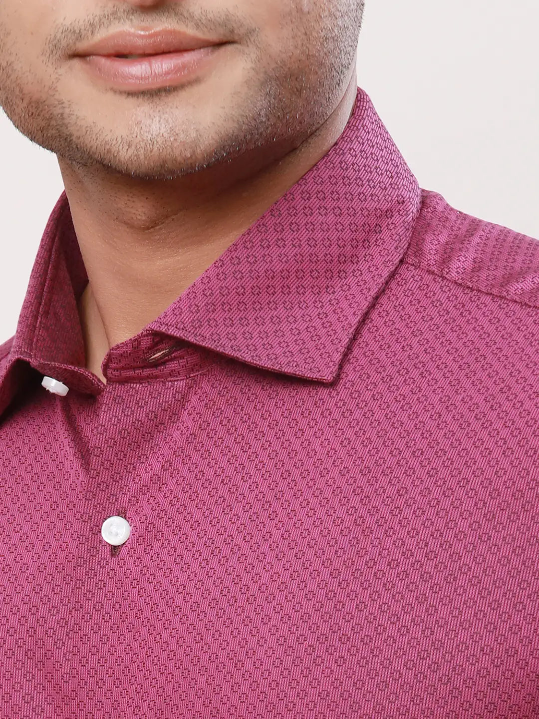 Raymond Men Grey Stripe Contemporary Fit Cotton Cutaway Collar Shirt