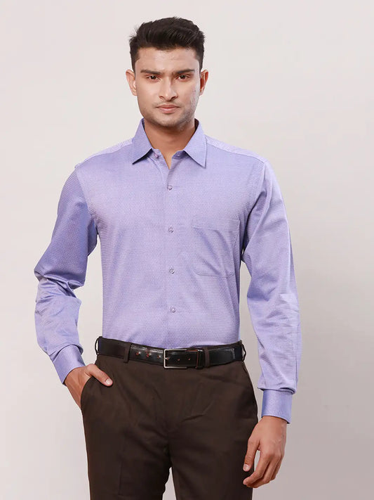 Raymond Men Violet Stripe Contemporary Fit Cotton Cutaway Collar Shirt