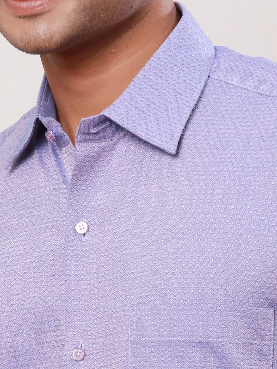 Raymond Men Violet Stripe Contemporary Fit Cotton Cutaway Collar Shirt