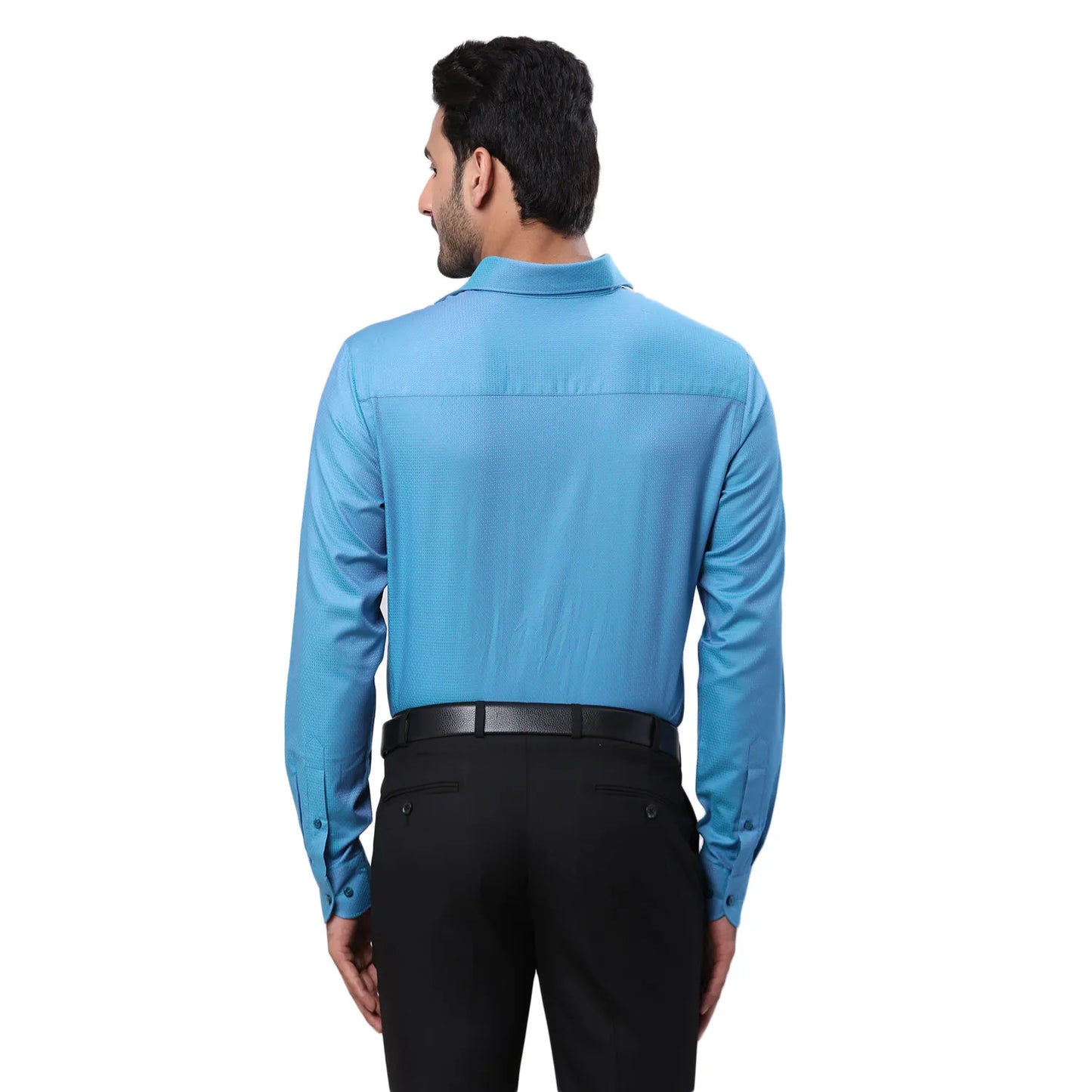 Raymond Men Green Solid Contemporary Fit Cotton Blend Full Sleeve Regular Collar Shirt