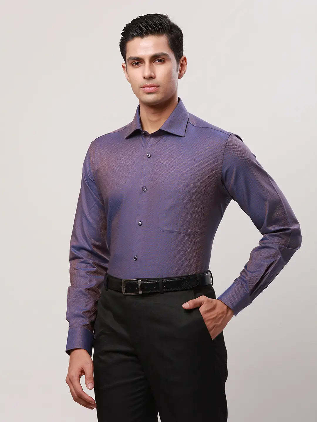 Raymond Men Fawn Stripe Contemporary Fit Cotton Shirt