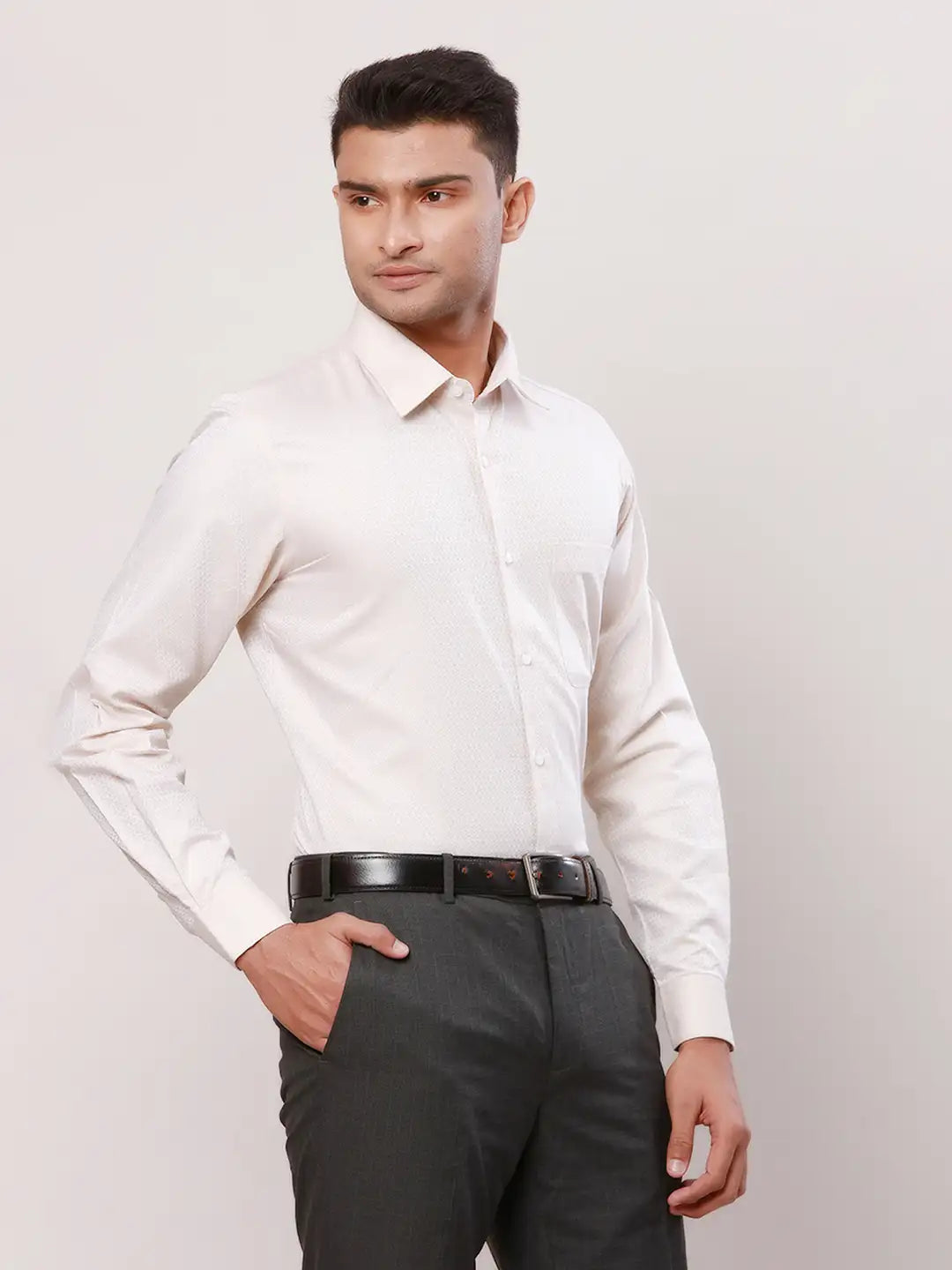 Raymond Men Violet Stripe Contemporary Fit Cotton Shirt