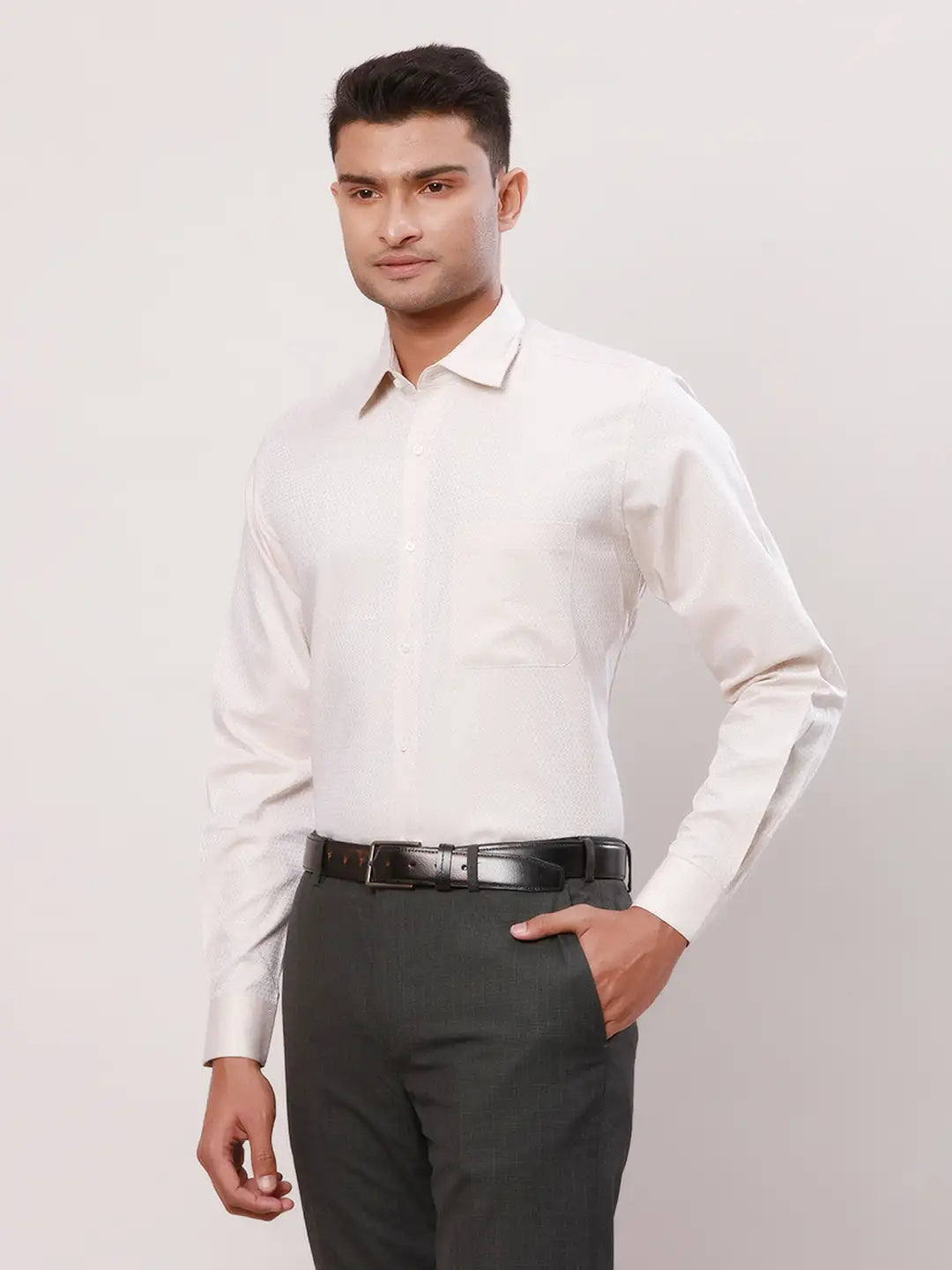 Raymond Men Violet Stripe Contemporary Fit Cotton Shirt