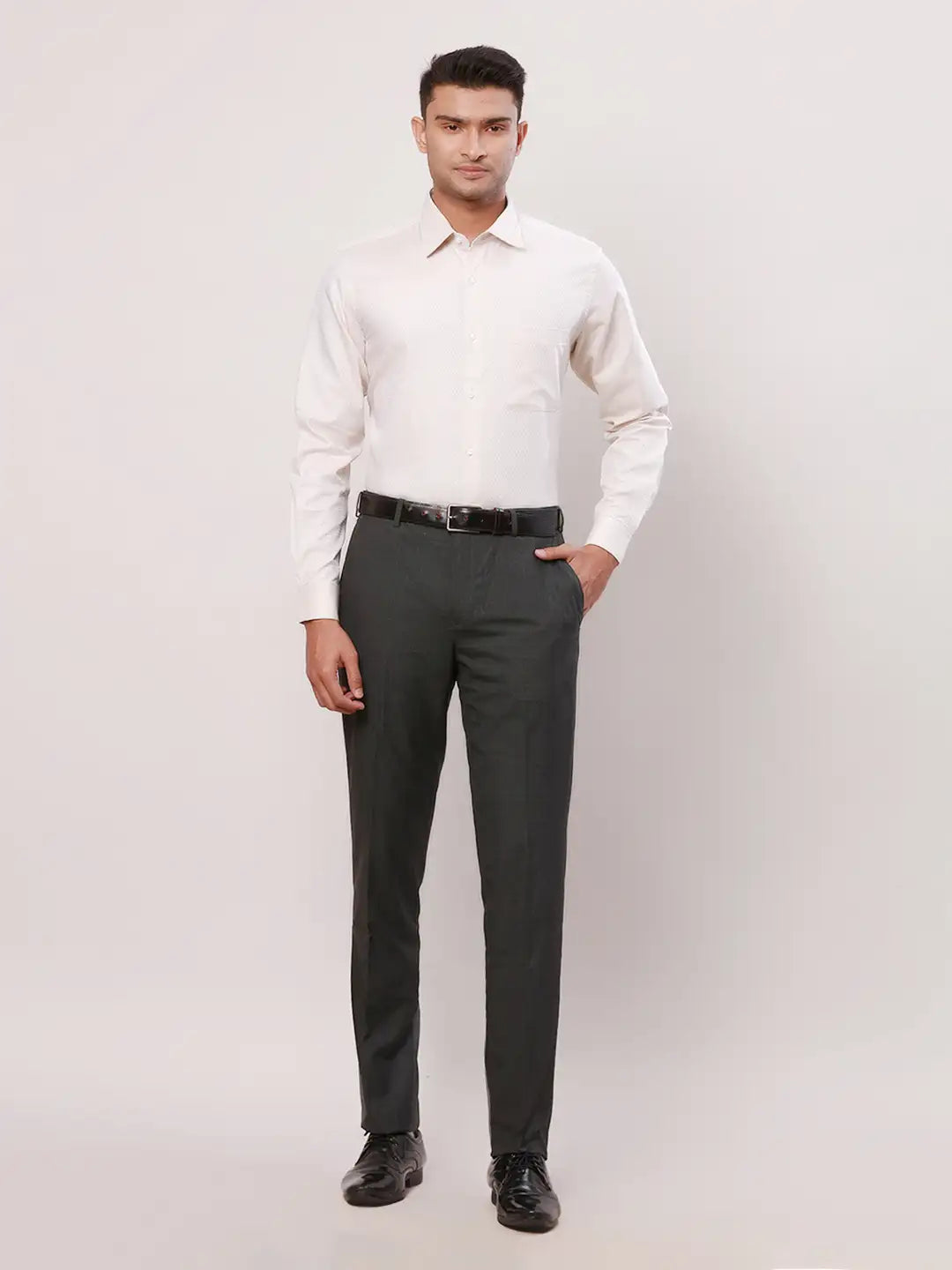 Raymond Men Violet Stripe Contemporary Fit Cotton Shirt