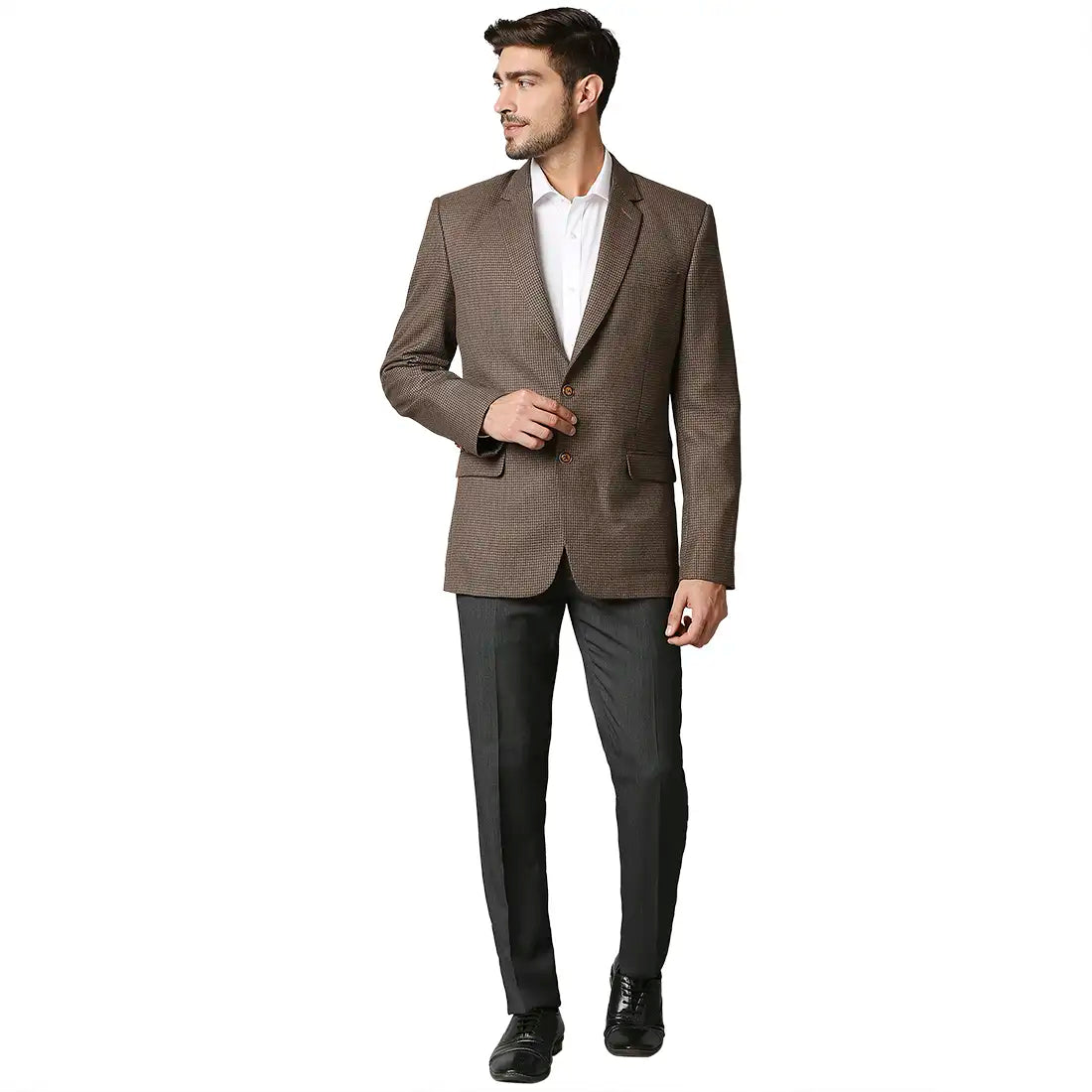 Men Contemporary Fit Dark Blue Blazer