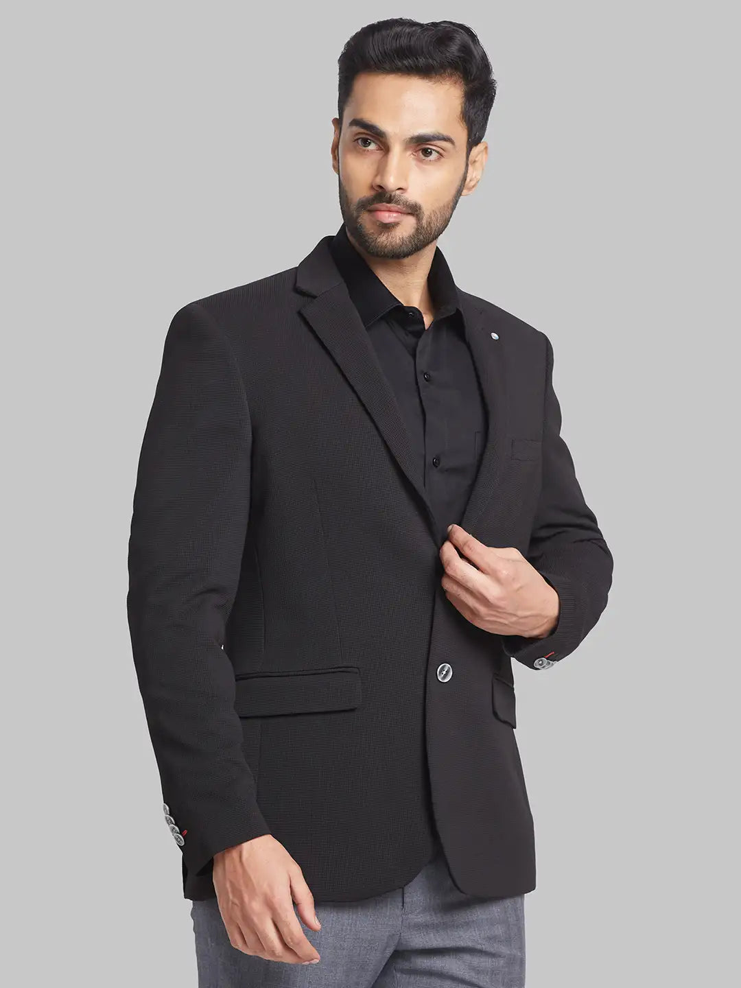 Raymond Men Red Solid Contemporary Fit Terylene Blend Jacket