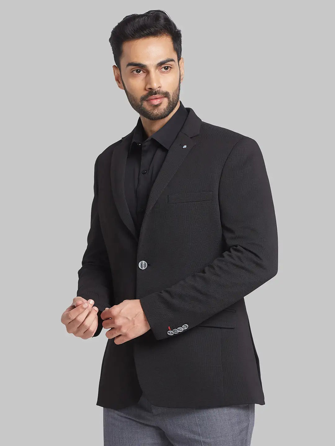 Raymond Men Red Solid Contemporary Fit Terylene Blend Jacket