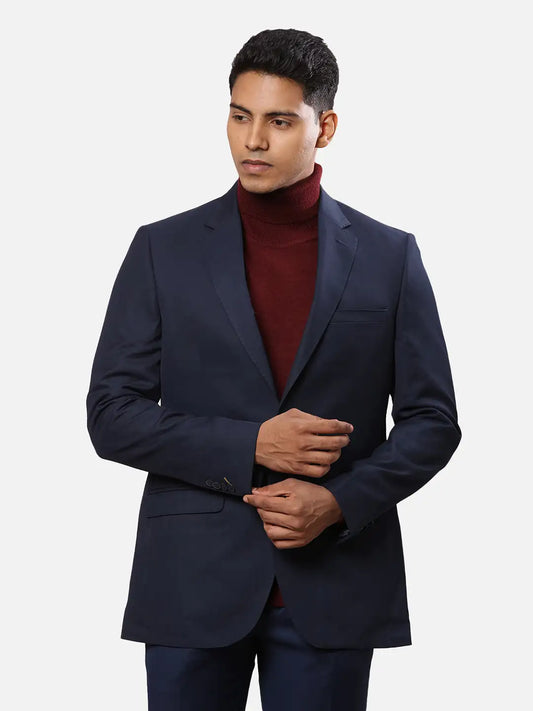 Raymond Men Grey Solid Contemporary Fit Polyester Blend Jacket