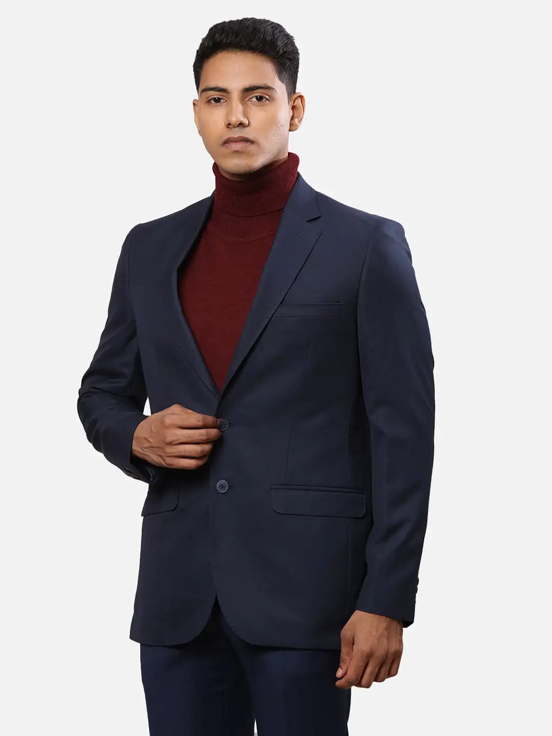 Raymond Men Grey Solid Contemporary Fit Polyester Blend Jacket
