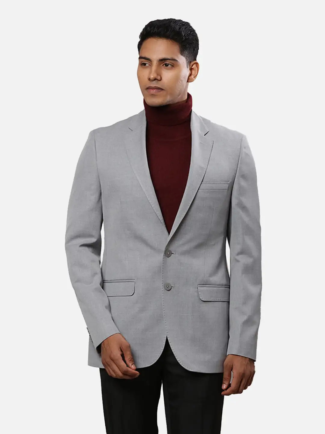 Raymond Men Black Solid Contemporary Fit Polyester Blend Jacket