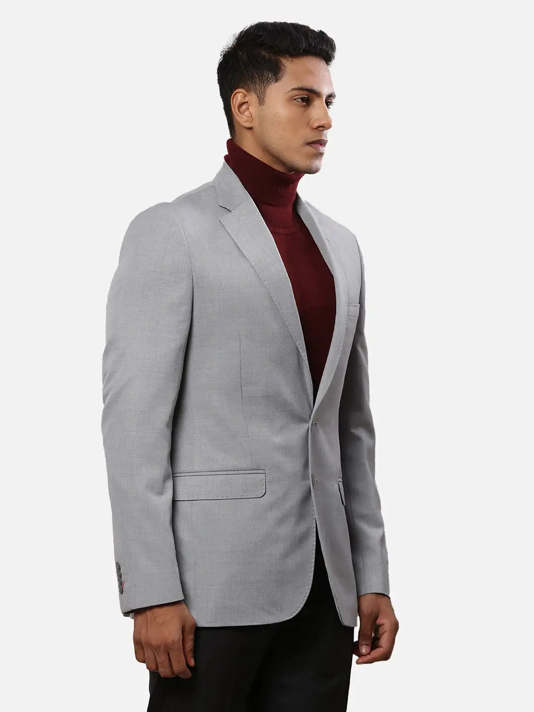 Raymond Men Black Solid Contemporary Fit Polyester Blend Jacket
