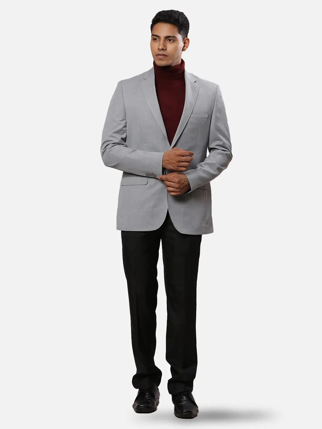 Raymond Men Black Solid Contemporary Fit Polyester Blend Jacket