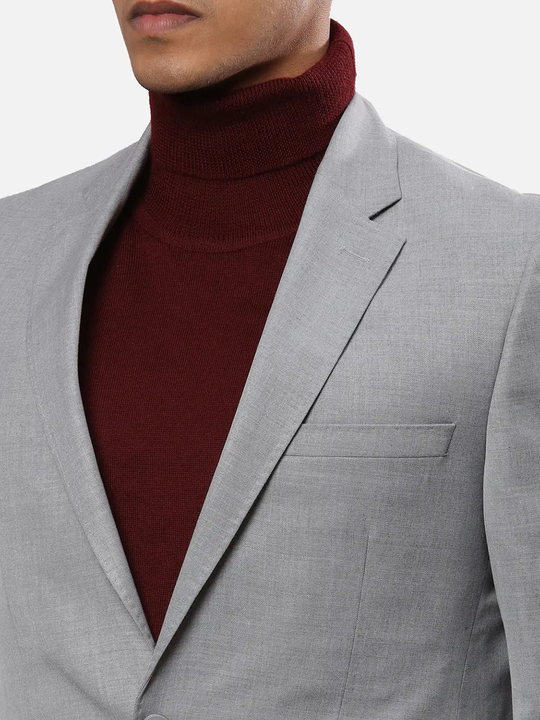 Raymond Men Black Solid Contemporary Fit Polyester Blend Jacket