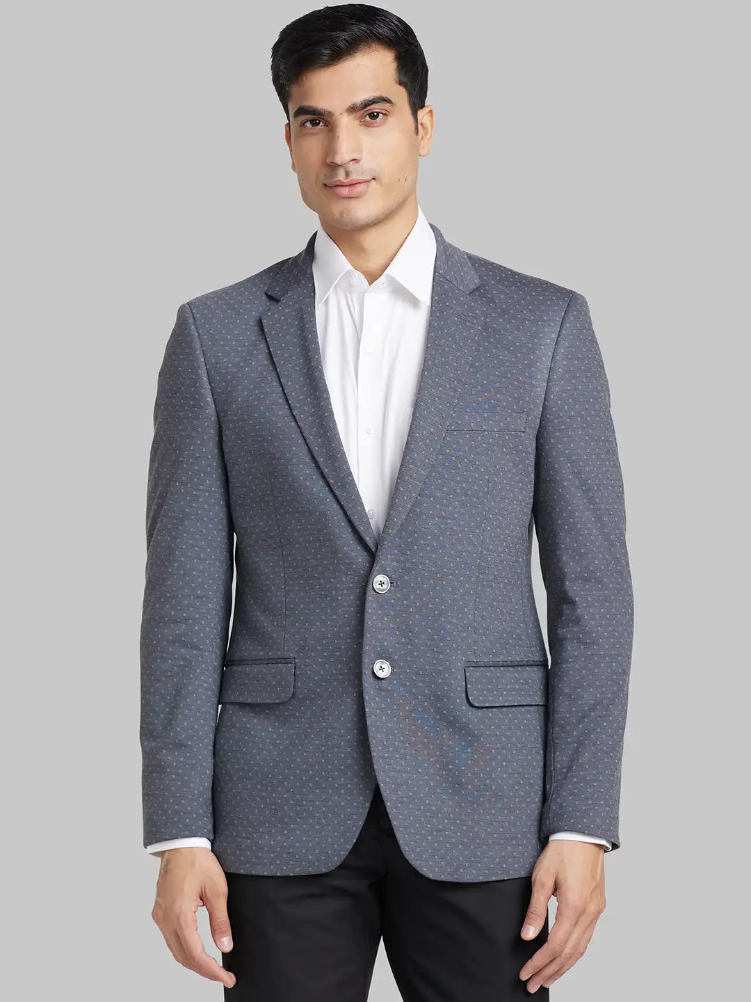 Raymond Men Blue Structure Contemporary Fit Cotton Full Sleeve Shirt