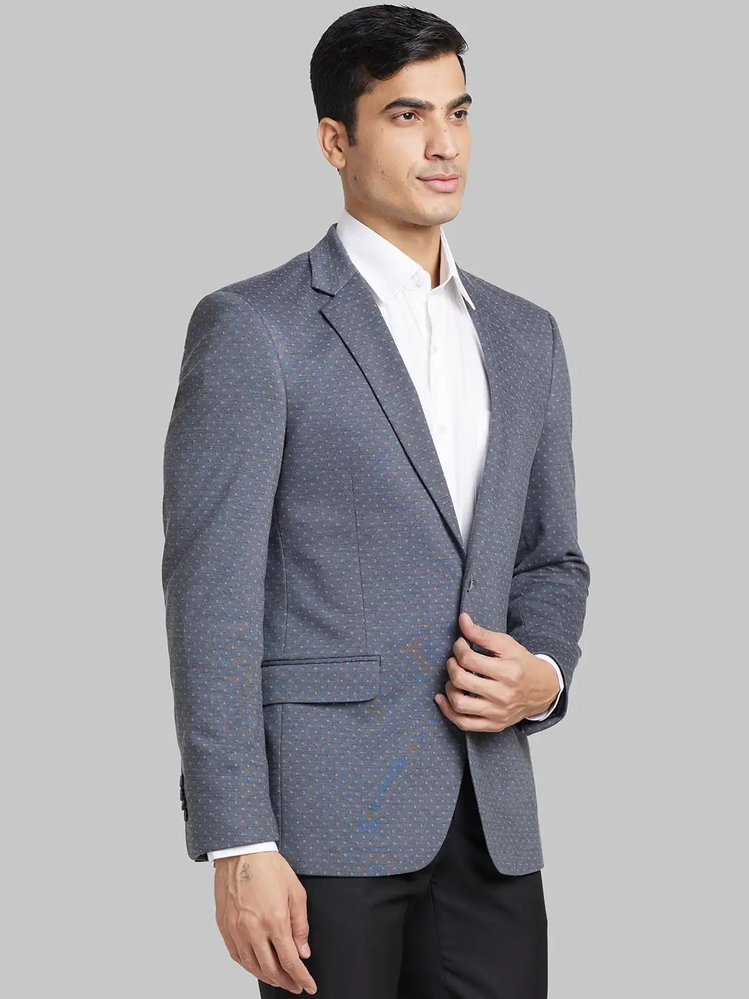 Raymond Men Blue Structure Contemporary Fit Cotton Full Sleeve Shirt