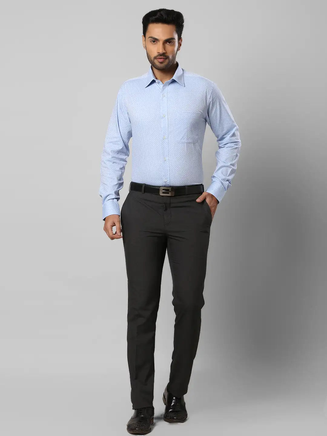 Men Slim Fit Light Orange Shirt