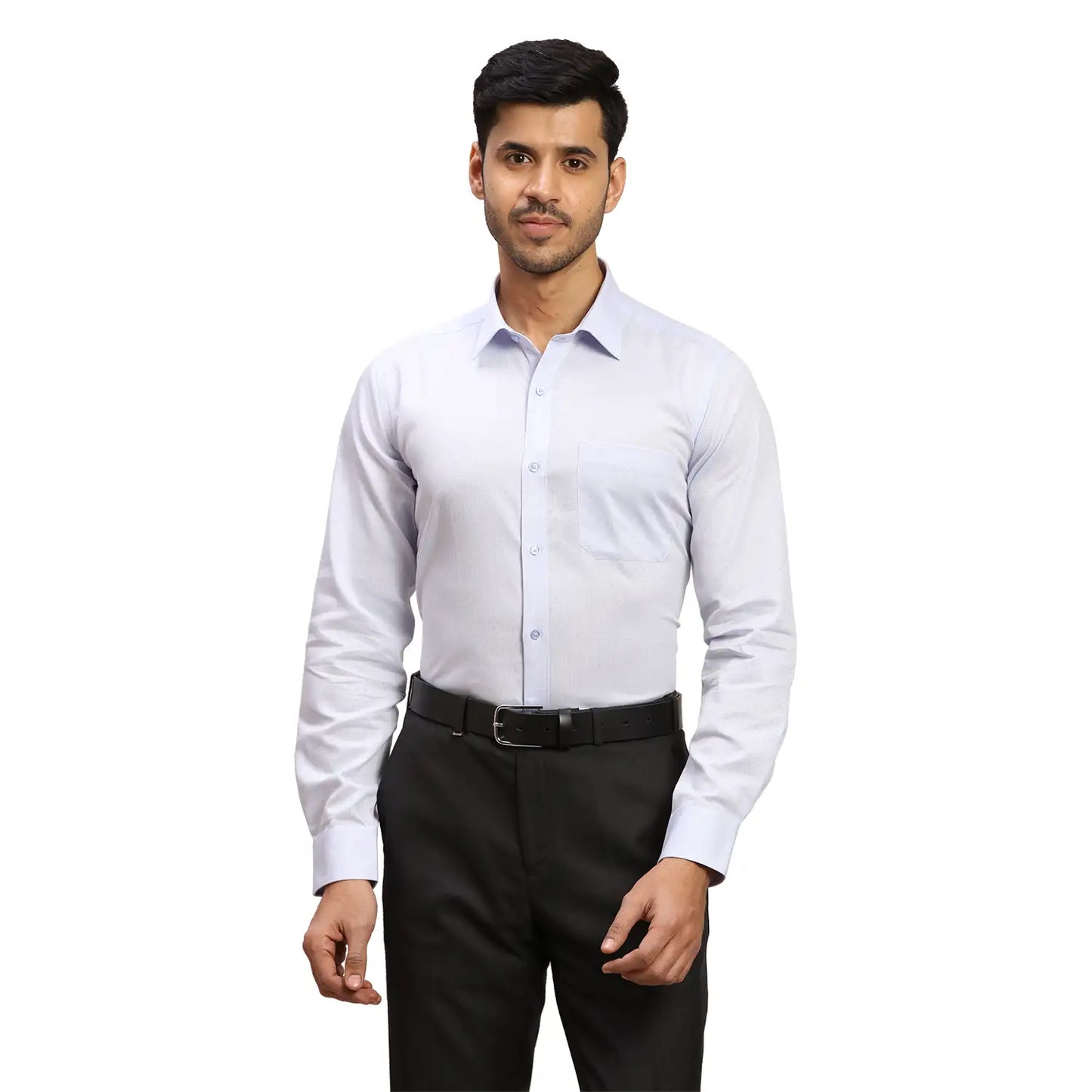 Men Green Contemporary Fit Structure  Cotton Full Sleeve Regular Collar Shirts