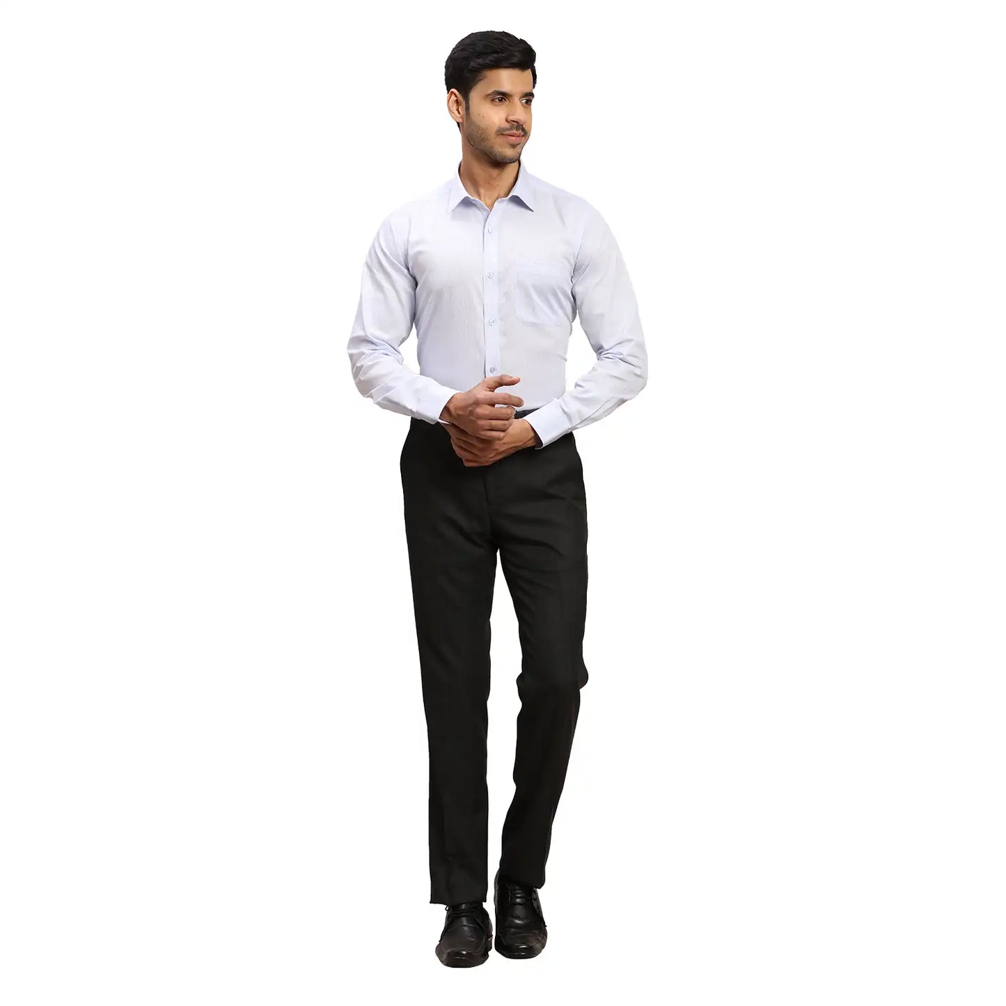 Men Green Contemporary Fit Structure  Cotton Full Sleeve Regular Collar Shirts