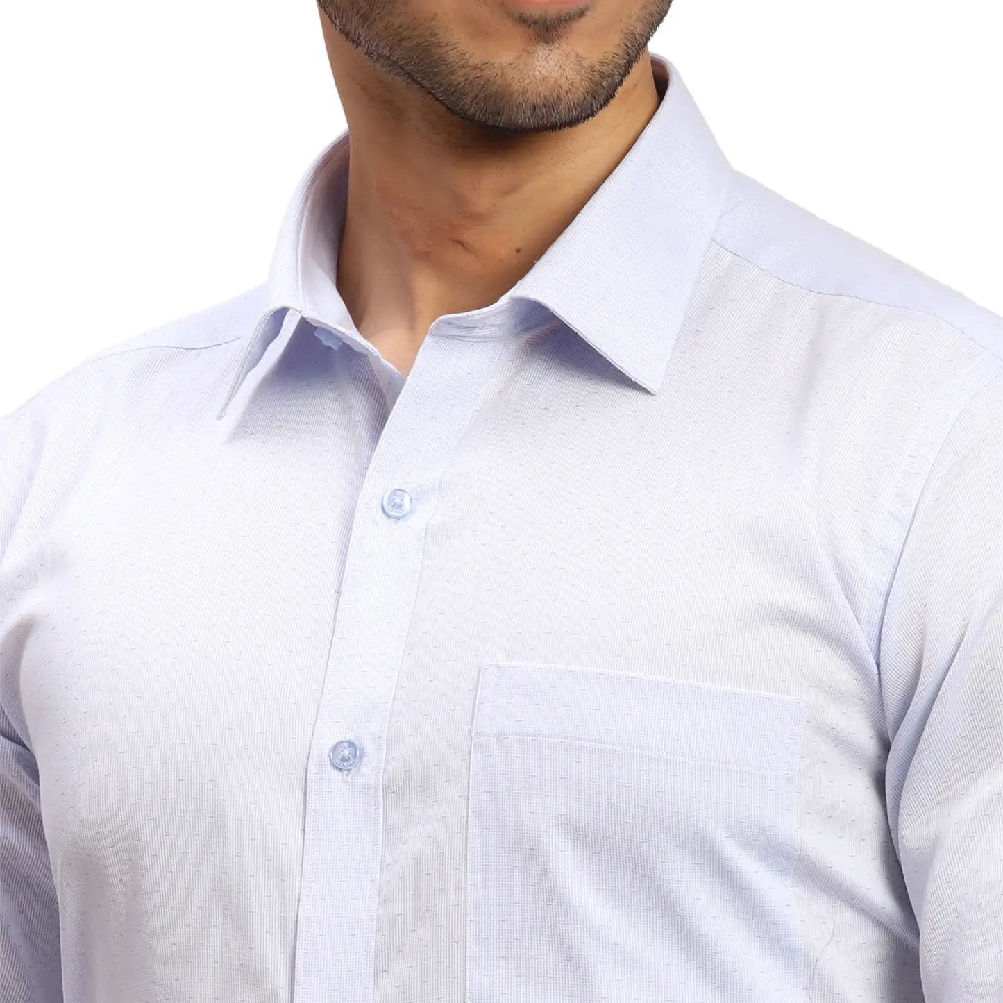 Men Green Contemporary Fit Structure  Cotton Full Sleeve Regular Collar Shirts