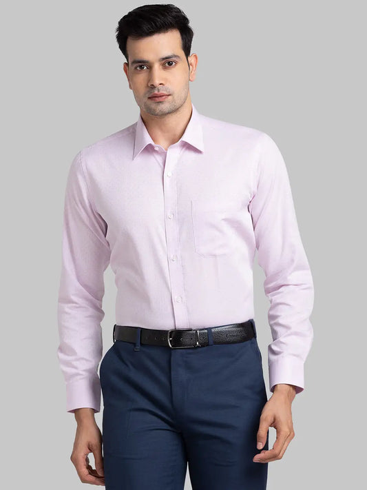 Men Blue Contemporary Fit Structure  Cotton Full Sleeve Regular Collar Shirts