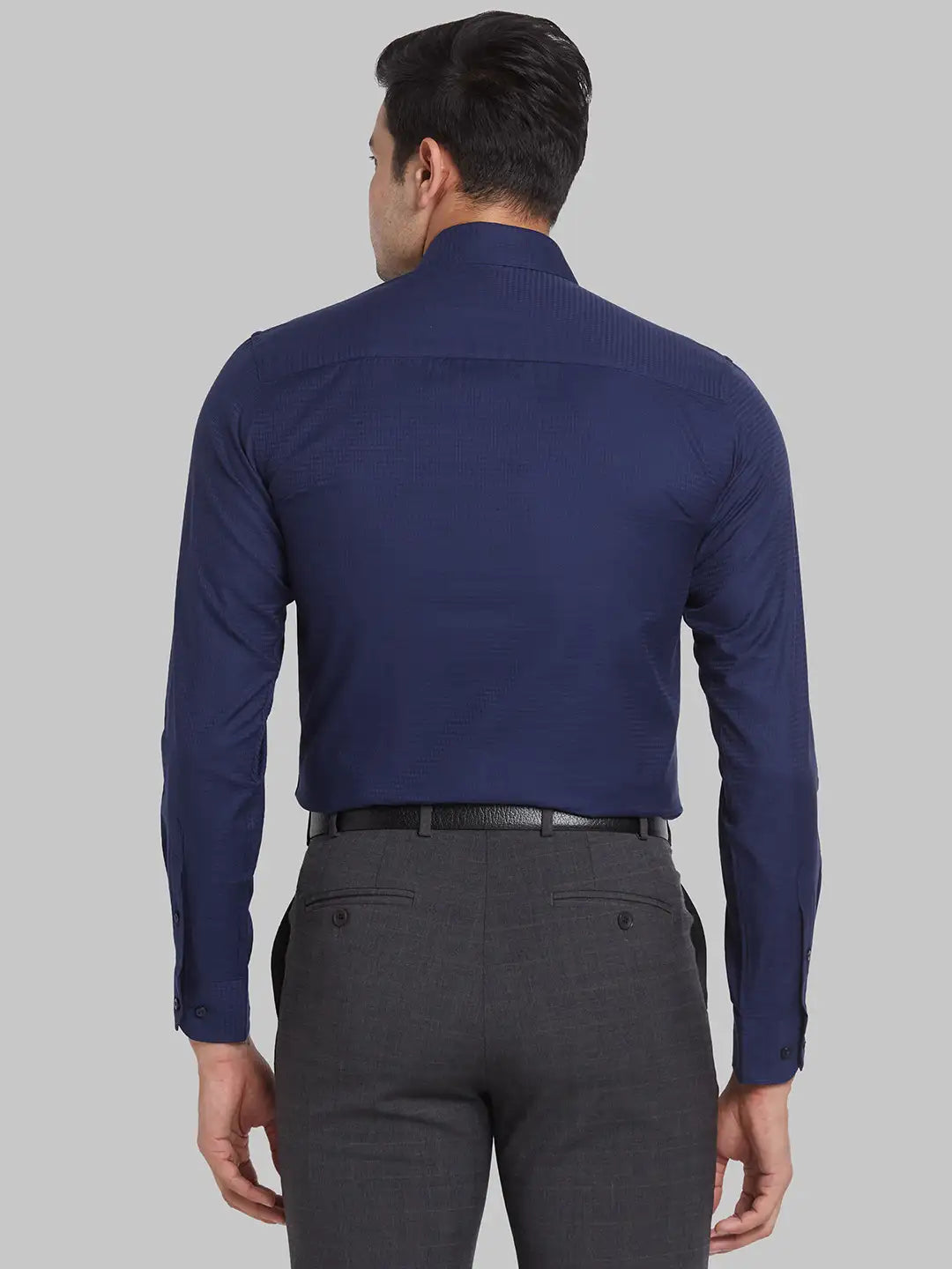 Men Green Contemporary Fit Structure  Cotton Full Sleeve Regular Collar Shirts