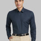 Men Blue Contemporary Fit Solid  Cotton Full Sleeve Regular Collar Shirts