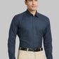 Men Blue Contemporary Fit Solid  Cotton Full Sleeve Regular Collar Shirts