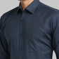 Men Blue Contemporary Fit Solid  Cotton Full Sleeve Regular Collar Shirts
