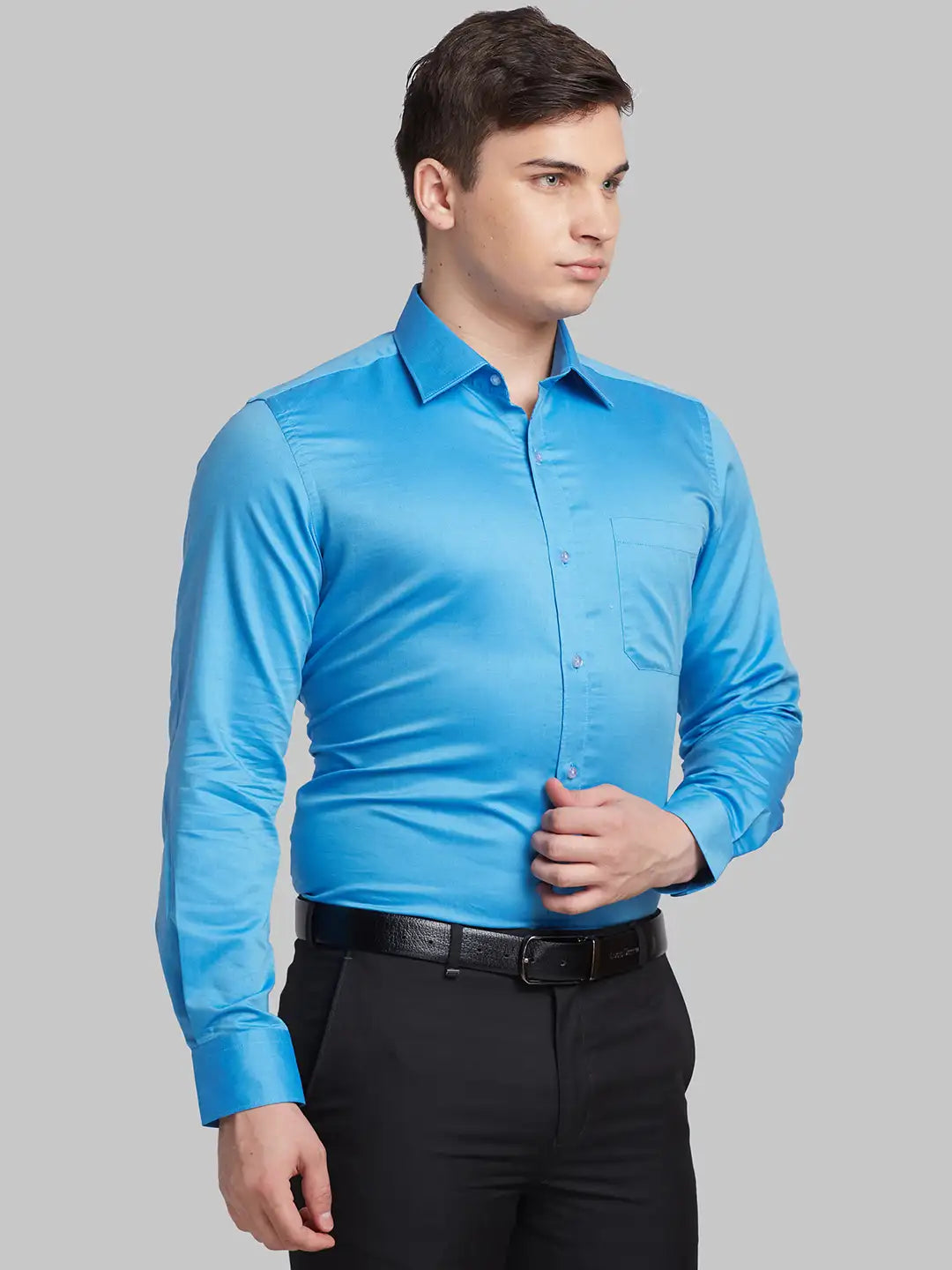 Men Orange Contemporary Fit Solid  Cotton Full Sleeve Regular Collar Shirts