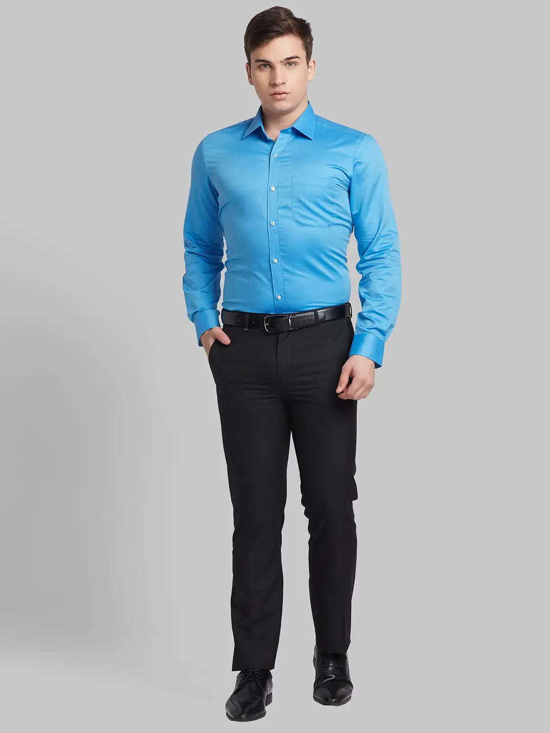 Men Orange Contemporary Fit Solid  Cotton Full Sleeve Regular Collar Shirts