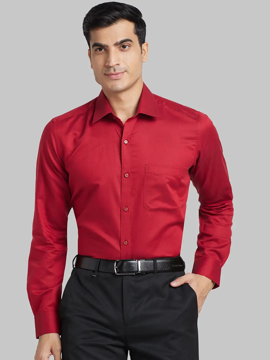 Men Violet Contemporary Fit Solid  Cotton Full Sleeve Regular Collar Shirts