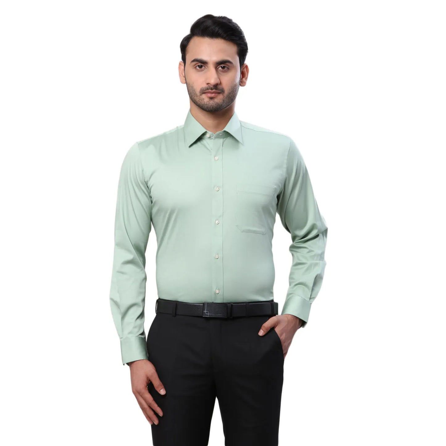 Raymond Men White Structure Contemporary Fit Cotton Full Sleeve Cutaway Collar Shirt