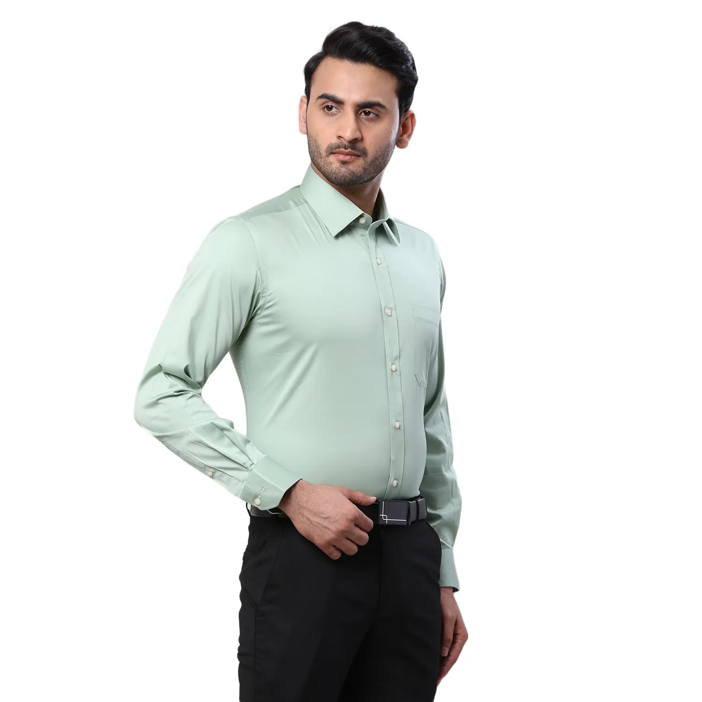 Raymond Men White Structure Contemporary Fit Cotton Full Sleeve Cutaway Collar Shirt