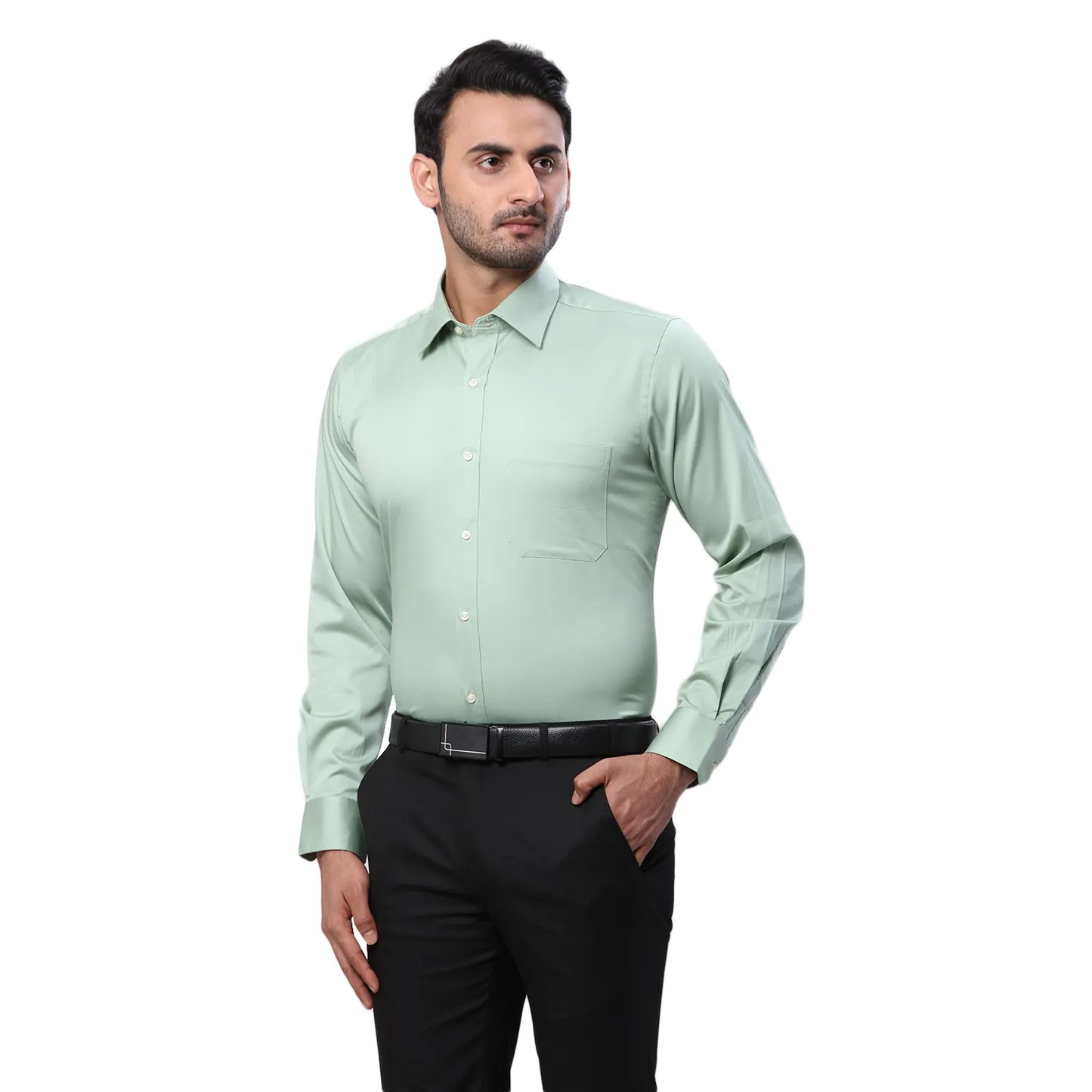 Raymond Men White Structure Contemporary Fit Cotton Full Sleeve Cutaway Collar Shirt