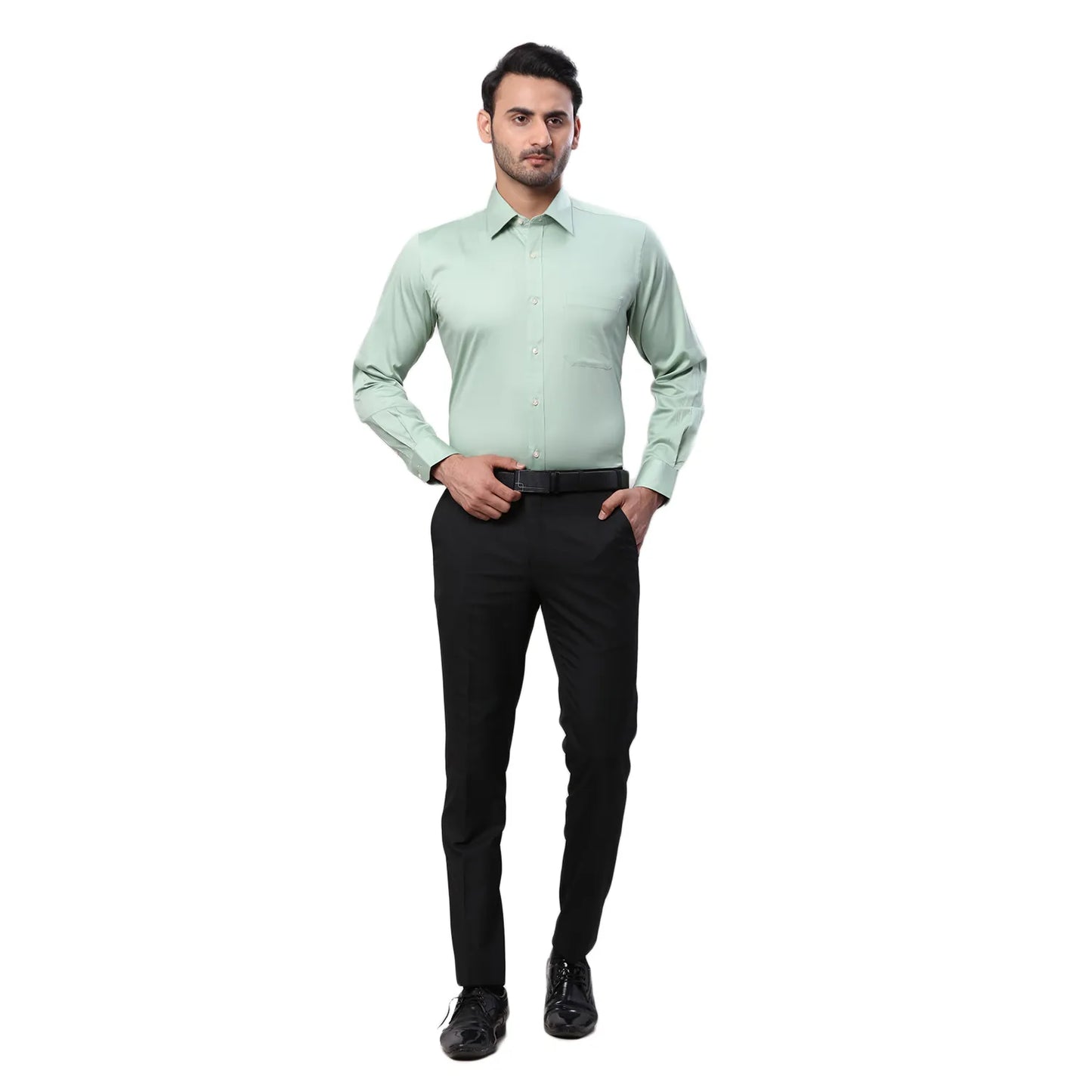 Raymond Men White Structure Contemporary Fit Cotton Full Sleeve Cutaway Collar Shirt