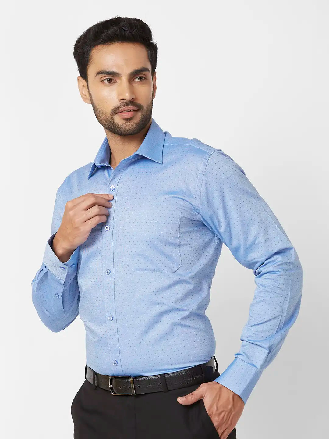 Raymond Slim Fit Woven Design Black Shirt