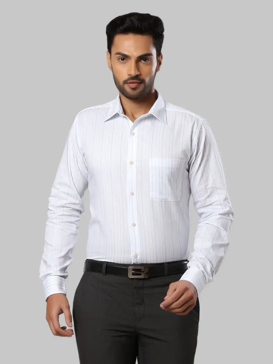 Men Slim Fit Light Grey Shirt