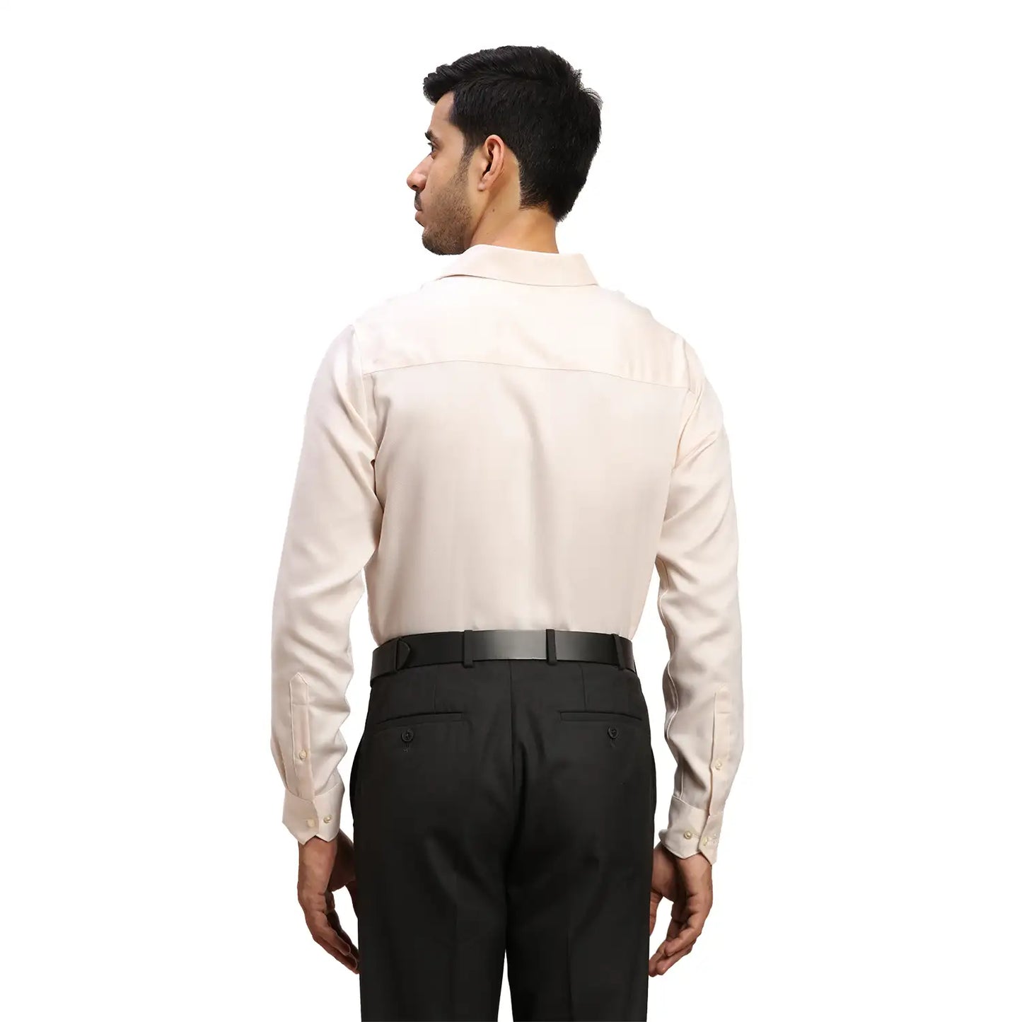 Men Grey Contemporary Fit Structure Cotton Full Sleeves Cutaway Collar Shirts