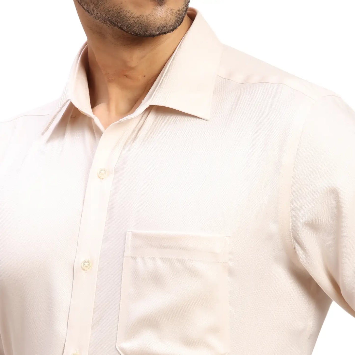 Men Grey Contemporary Fit Structure Cotton Full Sleeves Cutaway Collar Shirts