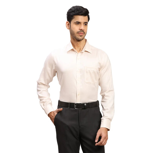Men Grey Contemporary Fit Structure Cotton Full Sleeves Cutaway Collar Shirts