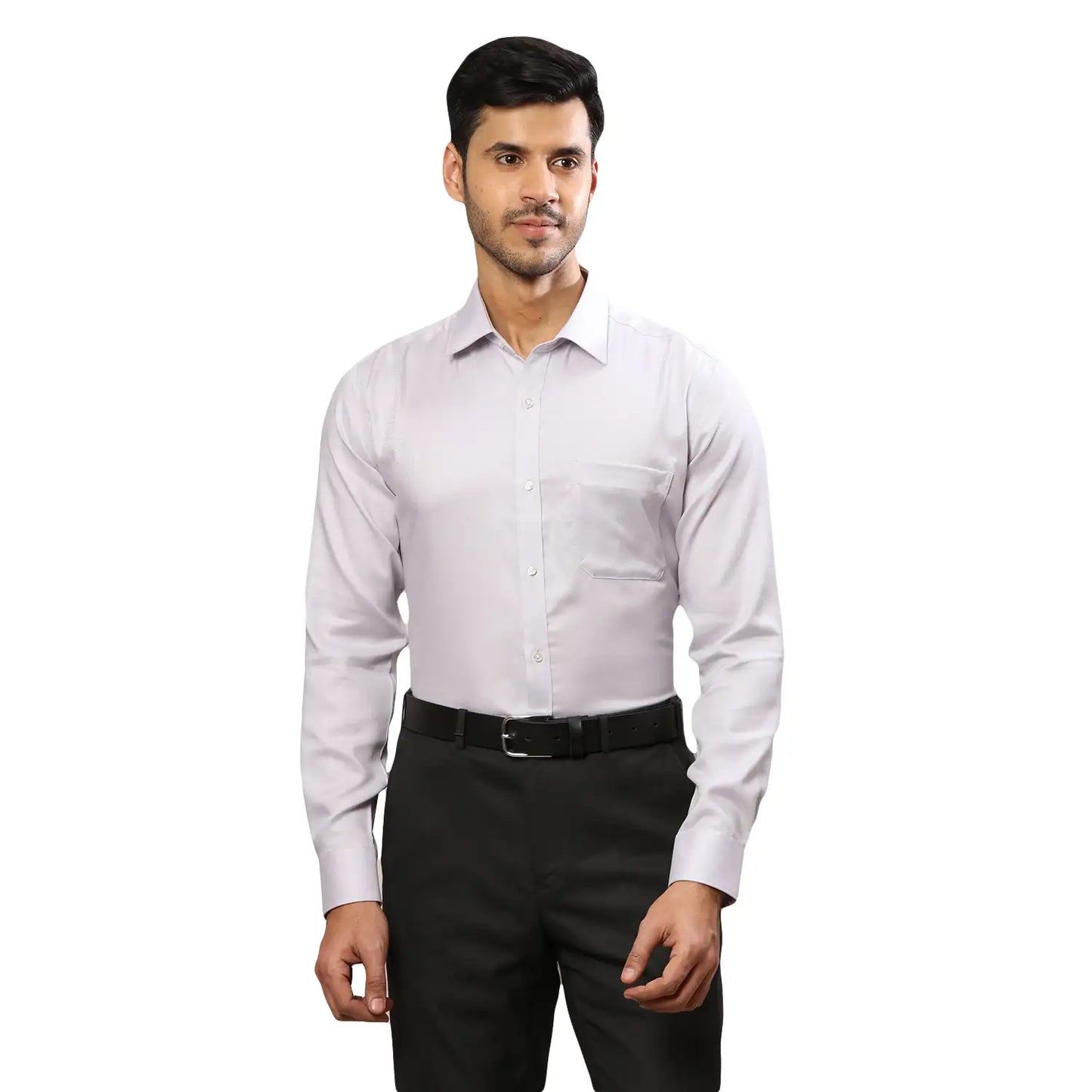 Men Violet Contemporary Fit Structure Cotton Full Sleeves Cutaway Collar Shirts
