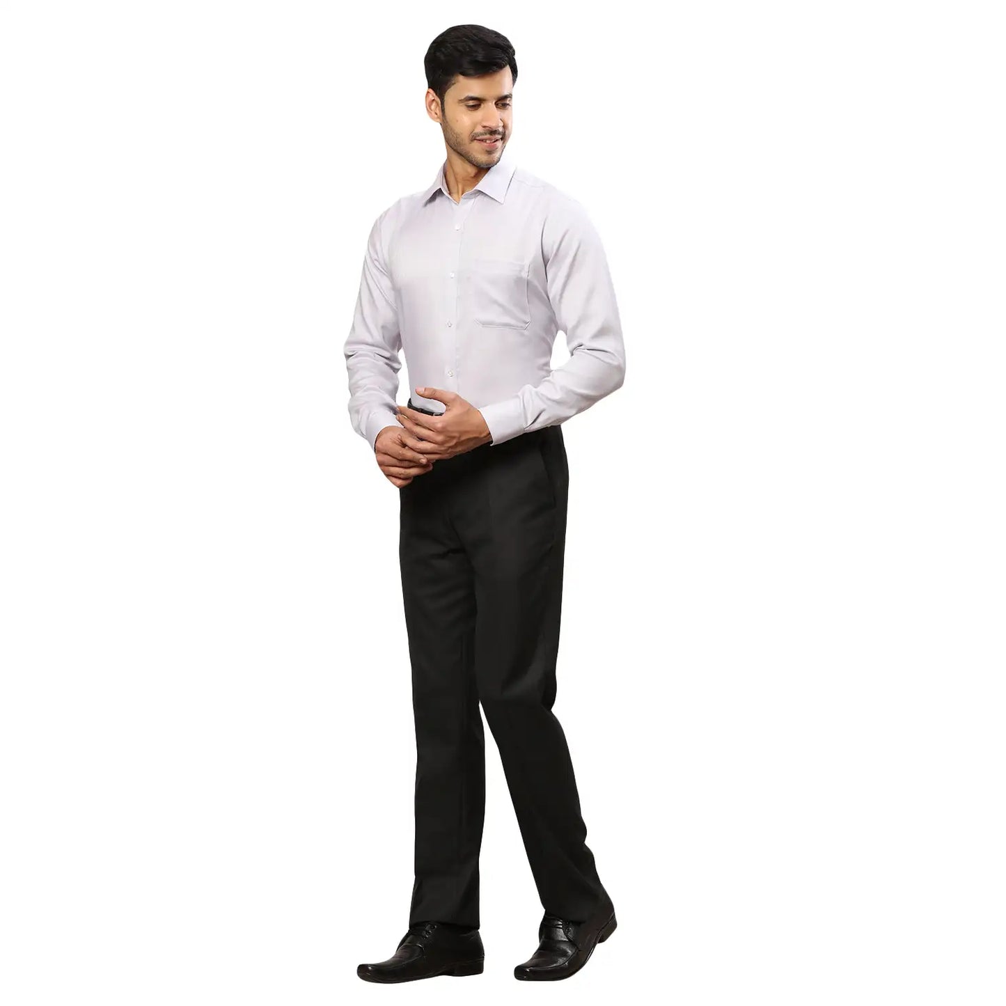 Men Violet Contemporary Fit Structure Cotton Full Sleeves Cutaway Collar Shirts