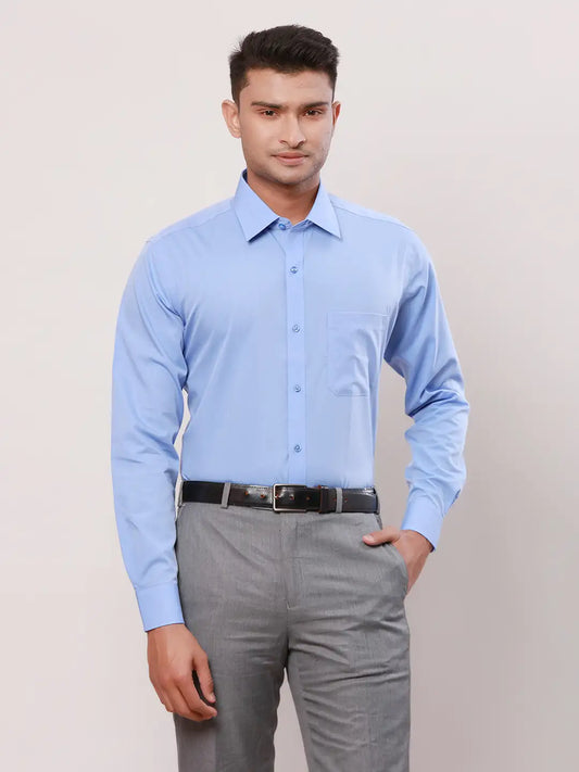 Raymond Men White Solid Contemporary Fit Cotton Full Sleeve Cutaway Collar Shirt