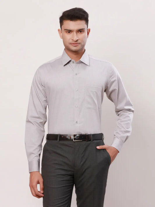 Raymond Men White Structure Contemporary Fit Cotton Full Sleeve Cutaway Collar Shirt