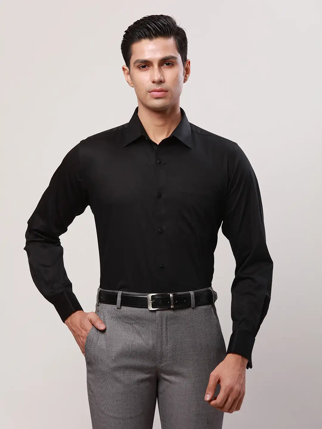 Raymond Men White Structure Slim Fit Cotton Shirt